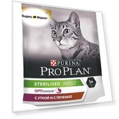Сухой корм для стерилизованных кошек и кастрированных котов Pro Plan с высоким содержанием утки и c печенью 8 шт. х 400 г