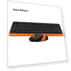 Комплект (клавиатура+мышь) A4TECH Fstyler F1010, USB, проводной, черный и оранжевый [f1010 orange]
