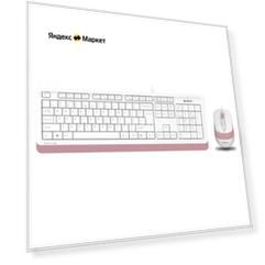 Комплект (клавиатура+мышь) A4TECH Fstyler F1010, USB, проводной, белый [f1010 pink]