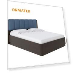 Мягкая Кровать Орматек Wood Home 2 с подъемным механизмом (Ткань: Рогожка Венге (сосна) с брашированием/Тетра Голубой) 80x220