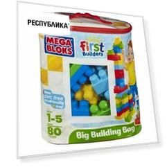 Конструктор Mega Bloks Первостроители, 80 шт, голубой