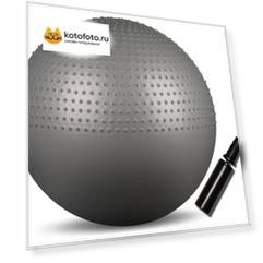 Мяч гимнастический массажный  2 в 1 INDIGO Anti-burst с насосом, IN003, Серый металлик, 75 см хорошее состояние