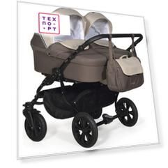Коляска для двойни Indigo CHARLOTTE 18 DUO Ch 37 (коричневый+бежевый)