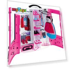 Мебель для куклы Barbie "Шкаф модниц", розовый
