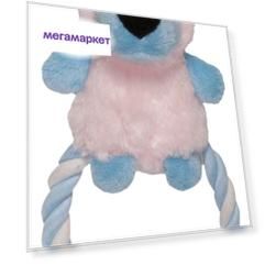 Мягкая игрушка для собак Chomper Puppy Пантера на кольце из каната, розовый, голубой