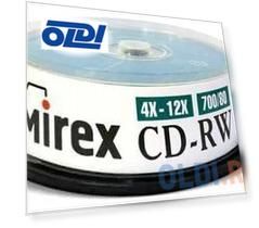 Диск CD-RW Mirex 700 Mb, 12х, Cake Box (25), (25/300) UL121002A8M