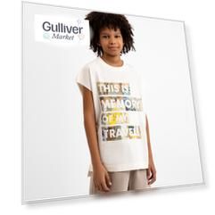 Майка с крупным принтом молочного цвета Gulliver