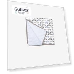Плед трикотажный голубой с принтом Gulliver