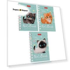 Записная книжка, А7, 40 листов, в клетку, на гребне, "Кошарики", обложка мелованный картон, блок офсет