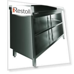 Стол производственный закрытый без дверей с бортом Restoinox СП3-15/6-Б