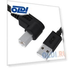 GCR Кабель 1.5m USB 2.0, AM/BM угловой, черный, 28/28 AWG, экран, армированный, GCR-52916