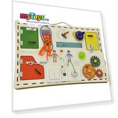 Бизиборд Iwoodplay "Доска прямая", 56х37 см, свет