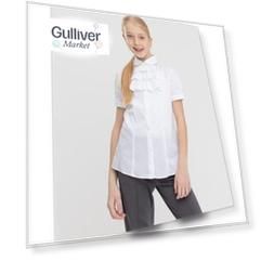 Блузка с коротким рукавом и жабо белая Button Blue (128)
