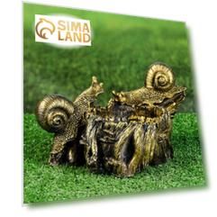 Садовая фигура "Улитки на кормушке" бронза, 15х25см