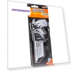 Ключи TORX,набор <<AVS TXL-9>> 9шт,T10-T50,угловые,Cr-V,48-52HRC