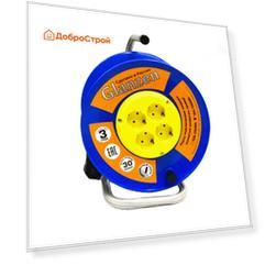 Удлинитель силовой на катушке GLANZEN 4 гн. ПВС 3х1,5 арт. EB-30-019