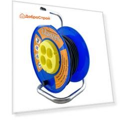 Удлинитель силовой на катушке GLANZEN 4 гн. ПВС 2х0,75 арт. EB-30-014
