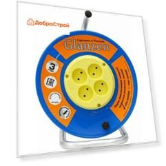 Удлинитель силовой на катушке GLANZEN 4 гн. ПВС 2х0,75 арт. EB-40-014