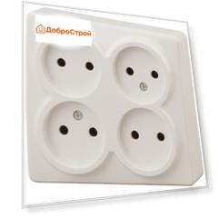 Розетка Эра Эксперт 4х2P,  11-2210-02 16АХ-250В, ОУ, сл.кость (12)
