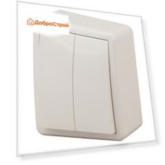 Выключатель Эра Эксперт, двойной, 11-1204-02 10АХ-250В, ОУ,  сл.кость (16)