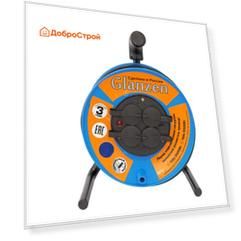 Удлинитель силовой на катушке GLANZEN 4 гн. ПВС 3х1,5 IP44 арт. EB-30-020