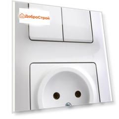 Блок Schneider Electric GLOSSA розетка+2-клавишный выключатель, белый