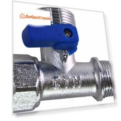 Кран шаровый для бытовых приборов 1/2"x3/4"x1/2" г/ш/ш флажок, никелированный, СТМ