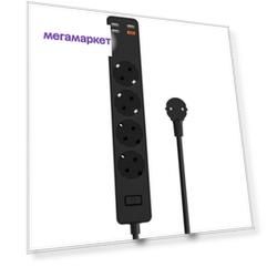 Сетевой удлинитель WiWU Power Strip Socket with 4 x AC + 3 x USB + 20W Type-C PD Black
