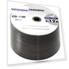 Диски CD-RW "Sonnen", 700 Mb, 4-12x, Bulk 50 штук
