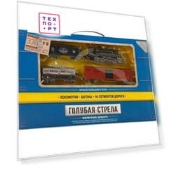 Железная дорога Голубая стрела паровоз,3 вагона. (87124)