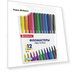 Фломастеры 12 цветов ErichKrause Basic, вентилируемый колпачок