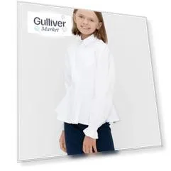Блузка классическая с баской белая Button Blue (158)
