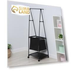 Стойка для одежды с корзиной LaDо́m, на колесах, 55×42×160 см, цвет чёрный
