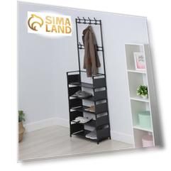 Стойка для одежды с полками для обуви LaDо́m, 5 ярусов, 60×26×172 см, цвет чёрный
