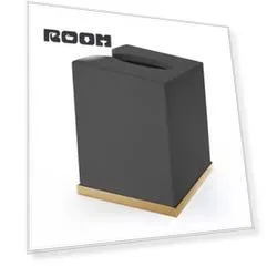 3SC Mood Deluxe Black Контейнер для бумажных салфеток, 12х12х14 см, квадратный, настольный, цвет: чёрный матовый/золото 24к. (ПО ЗАПРОСУ)