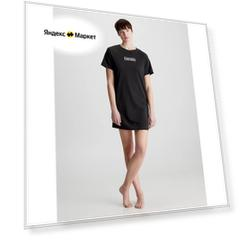 Футболка CALVIN KLEIN удлиненная, короткий рукав, без карманов, размер XS, черный