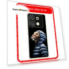 Чехол на Infinix Zero 30 5G / Инфиникс Зеро 30 5G с принтом Кот в капюшоне