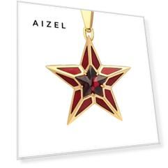 Золотая брошь-подвеска с гранатом из коллекции "Magic Star"