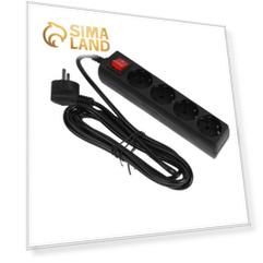 Сетевой фильтр 5bites SP4B-230 4S, 4 розетки, 3 м, 10 А, 3х0.75 мм2, с выкл., черный
