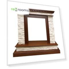 Каминокомплект Calgary - Дуб / Сланец бежевый с очагом Majestic FX M Brass