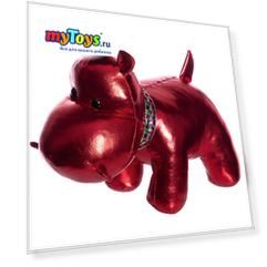 Мягкая игрушка ABtoys "Металлик" Бегемот, 15 см