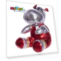 Мягкая игрушка ABtoys "Металлик" Бегемот, 16 см