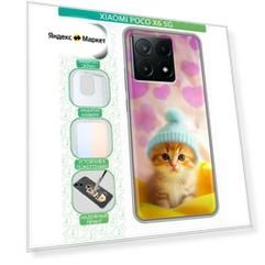 Дизайнерский силиконовый чехол для Поко Х6 5Ж / Xiaomi Poco X6 5G Котенок в шапке