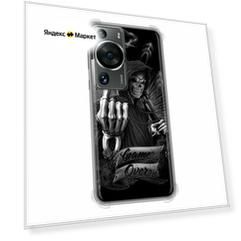 Дизайнерский силиконовый с усиленными углами чехол для Хуавей П60 Про / Huawei P60 Pro Скелет и туз