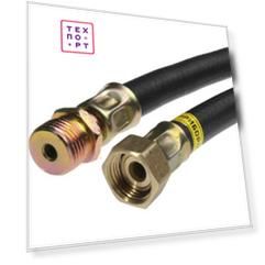 Подводка для газа Русло 1/2 гайка/штуцер, резина, 250 см, черная (SGHHM250)