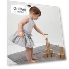 Платье из тонкого поплина и полосатого льна белое для девочки Gulliver (80-48)