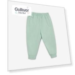 Брюки-джоггеры из тонкого футера зеленые для девочек Gulliver (68-46)