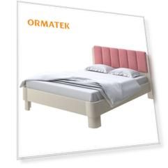 Мягкая Кровать Орматек Wood Home 2 (Ткань: Велюр Слоновая кость (сосна) с брашированием/Ultra Ягодный сорбет) 140x190