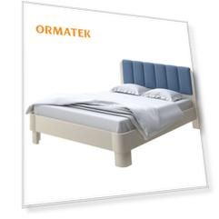 Мягкая Кровать Орматек Wood Home 2 (Ткань: Микрофибра Слоновая кость (сосна) с брашированием/Diva Синий) 140x190