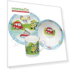 Набор детский керамика, 3 шт, Транспорт, подарочная упаковка, МФК, MFK04001